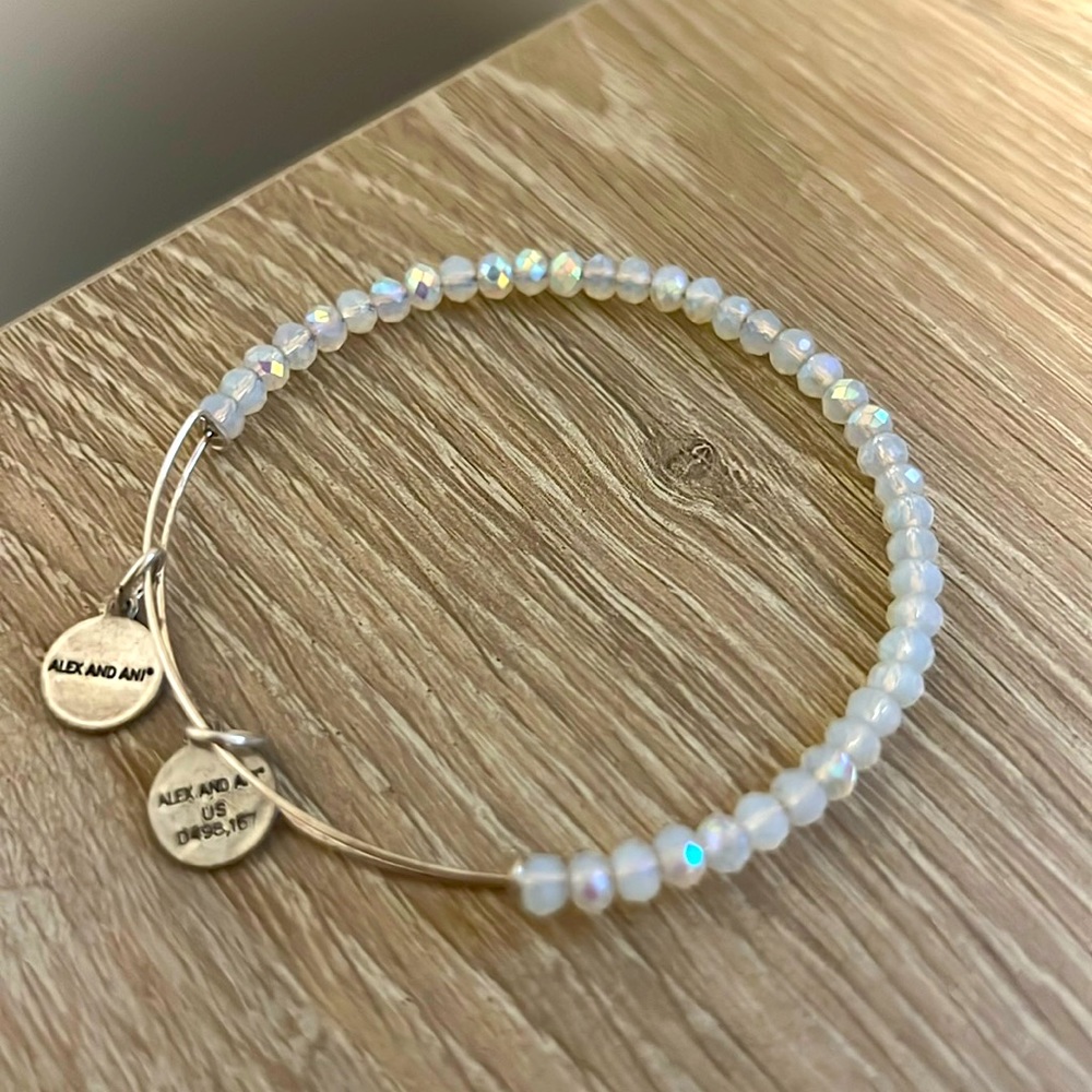 Alex and Ani White/Opal Beaded Bracelet
